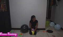 Akina deflates 2 beach balls