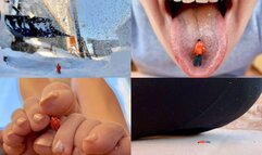 The Giantess warmed the frozen Tiny guy