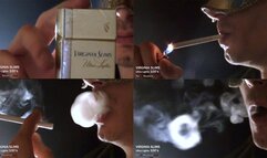 Smoking Virginia Slims 100s Ultra Lights