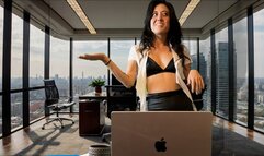 Domme Boss Odessa Makes Tiny Steven Jerk Off in the Mailroom and Eat His Own Cum!