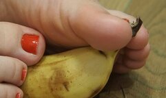 Playing with my toes and banana