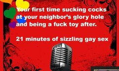 Your first time sucking cocks at your neighbor's glory hole and being a fucktoy after MP3