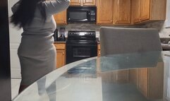 *Raw, unedited* Ebony Kitchen Striptease