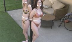 How Dramatic! The Teacher and Student Strip, Gag Each Other and Are Tied Up Outdoors in Their Lingerie! 4K Video Version