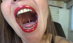Mouth and Uvula With Red Lips