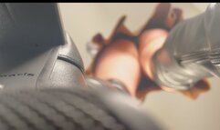 A GIANTESS Bootjob Dream in Overknee Boots - Giantess Tramplegirl gives a Shoejob in black patent overknee boots - POV Giantess, Upskirt Views and Cockview only PUSSYGLIMPSE :)