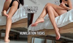 Morning routine, foot slave training, JOI, CBT & humiliating tasks - live stream
