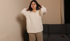 Cute Chinese college girl gets her belly button tickled