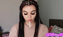 Intense eye contact and smoking *