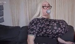 BBW Bubblegum Chewing Breast Inflation Until She Pops! *HD