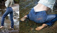 Barefoot swim in my jeans on a hot summer day