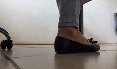 Katherine Heel Popping in Flat Sandals in the Office