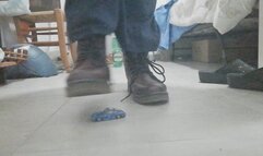 I destroy a toy car under my boots!