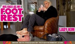 I use his slave face as a footrest ( Foot Domination with tall Lady Kim ) - 640p wmv