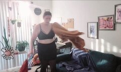 Tall Redhead Tidies Up and Vacuums with a Bissel (ID # 1831 HD 1080rez)