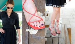 Bread crushin reduced to mush under the sandals of a beautiful girl