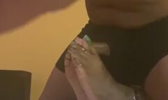 Strattle my legs footjob