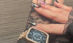 Harmony Shows Off Her Blingy Wrist Watch and Nails