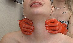 Blondie massages her neck with her length! MP4
