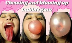 Chewing and blowing up bubble gum