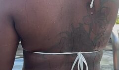 Ebony Giantess gets out of pool