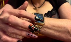 Harmony’s Sexy Wristwatch with Michael Kors wristband and Stiletto Nails