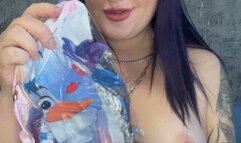 Pop condom and nacked ride on beachball