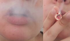 Close-Up Smoking Seduction – Blowing Smoke Right at You with a Flirty Smile