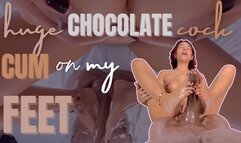 huge chocolate cock cum on my feet