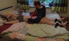 Tickling Beatrice body on the bed