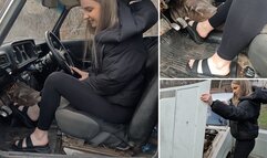 Sabine does hard revving in flip flops