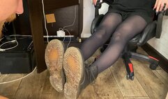 Muddy boots soles licking clean and ballbusting