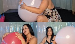 Naomi fills her balloons with kisses and pops them