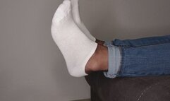 Pink converse, whithe sneakers removed in black nylons with some light tickling