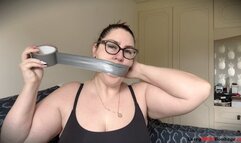Lacey - Self Gag Fun and Orgasms after Gym Part 1 HD ( Boobs, BBW Bondage , Self Bondage , Tape Gagged , Wrap Gagged , Orgams , Wrap Gagged , Cleave Gag )