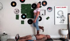 The Never Ending Trample - Goddess Rapture Crushes Her Slave with Non-Stop Trampling While Wearing Her Cowboy Boots - She Tramples His Body and Face with All Her Weight - UltraHD (MP4)
