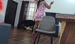 Balbina Modelling her new pink heels on super sexy shiny pantyhose