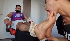 Giant Jock boy Captured to Tickling and Foot Worship