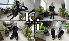 Simona Trying On her Gas Mask (Gas Mask, Catsuit, Boots, Tease)
