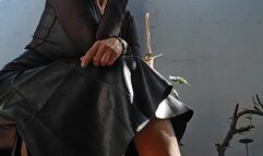 Milah Arches Feet JOI Goddess in Leather and sexy Black ultra high tajna Club Heels