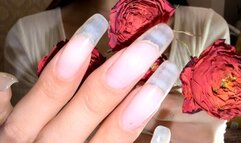 #187 - Shiny long nails beds playing with roses