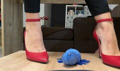 Red stiletto and briefs on the Cockbox shoejob