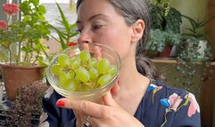 swallowing grapes moving her sexy throat