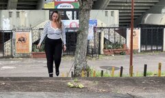 Karlotta has to take the car out of the parking lot and it gets very stuck