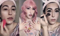 Femboy to sexy sissy transformation with makeup and wig
