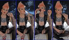 720p Tough Punk in PVC Chugs Soda, Burps and Chainsmokes