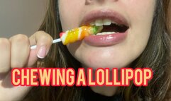 chewing a lollipop