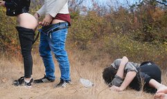 Very Risky Sex next to a Strange Man on the Street! with Conversations!