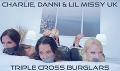Danni, Charlie & Lil Missy UK - Triple Cross: The Heist Betrayal H264 MP4 HD ( heist, double-cross, tape, duct tape gag, black PVC tape, wrap gag, hogtied, exposed, struggling, betrayal )