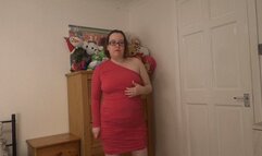 Striptease in tight off the shoulder dress